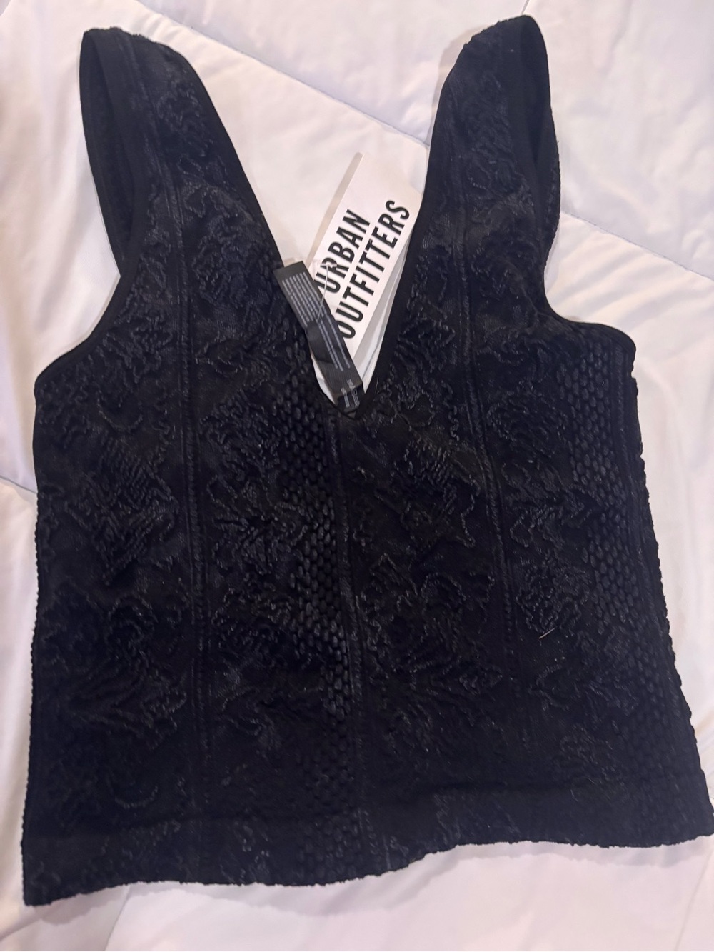 Urban Outfitters Black Embroidered Lace-Texture Camisole